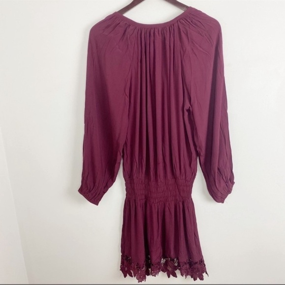 Muche et Muchette Burgundy One Size Long Sleeve Lightweight Boho Dress NEW - Picture 5 of 7
